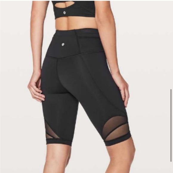 Lululemon black Biker shorts long with mesh - the Forget The Sweat Short - Picture 4 of 7